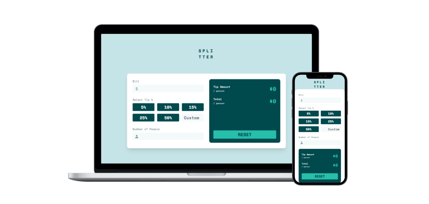 Tip calculator website on a laptop and a mobile device